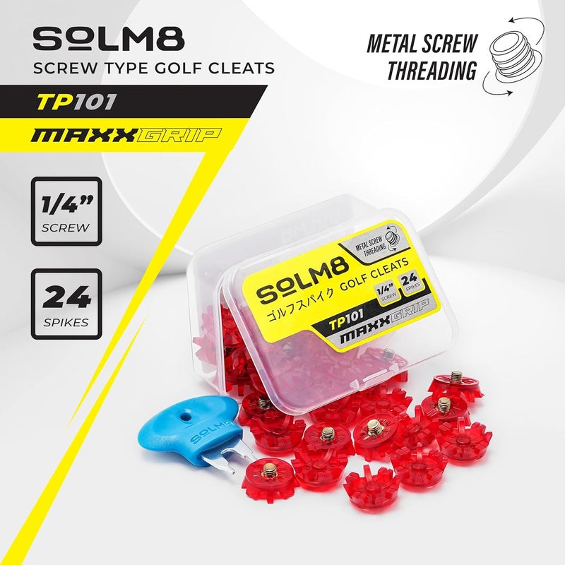 SOLM8 Golf Shoe Replacement Spikes - Metal Screw Threading Dia ¼ Inch/6mm Easy to Install on Cricket & Golf Cleats (Spanner Included) - Image 2